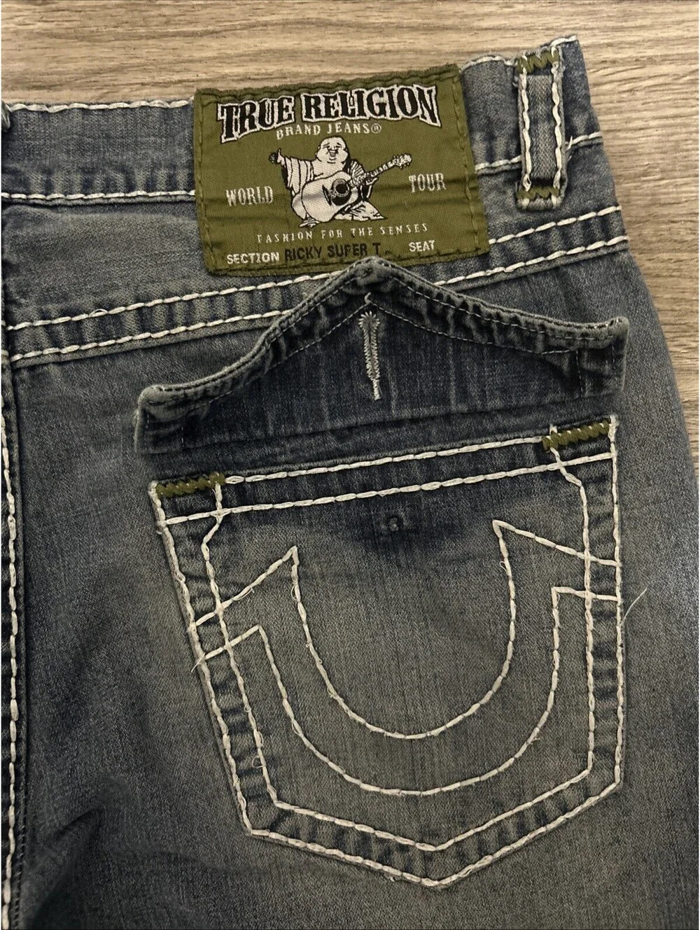 True Religion Ricky Super T Jeans - Size 40 Thick Piping Stitch